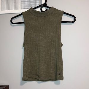 American Eagle Olive Ribbed Crop Top. Size: XS